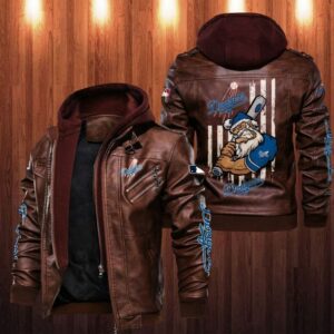 Los Angeles Dodgers Leather Jacket Angry Santa Claus
