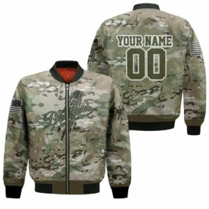 Los Angeles Dodgers Camouflage Veteran 3D Personalized Bomber Jacket Model 3416