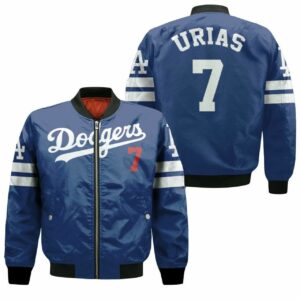 Los Angeles Dodgers Julio Urias 7 2020 Mlb Blue Jersey Inspired Style Bomber Jacket Model 3424