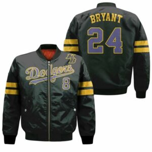 Los Angeles Dodgers Kobe Bryant 24 Mlb Throwback Black Jersey Inspired Style Bomber Jacket Model 3426