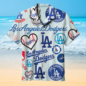 Los Angeles Dodgers Hawaiian Short Sleeve Shirt 3D All Over Print, Men, Women, Unisex, Model 343