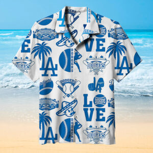Los Angeles Dodgers Hawaiian Short Sleeve Shirt 3D All Over Print, Men, Women, Unisex, Model 345