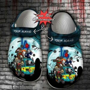Personalized Los Angeles Dodgers Horror Friends Van With Clown Retro Scary Movie Villains Halloween Crocs Clogs Crocband Shoes